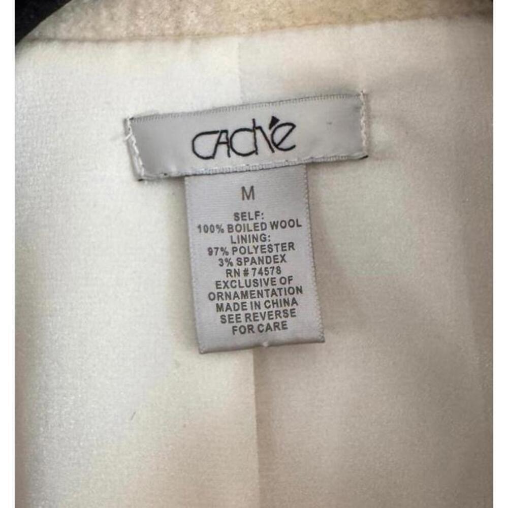 Stylish Cache Cream Wool Blend Jacket - Size M - Picture 4 of 5